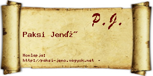 Paksi Jenő névjegykártya